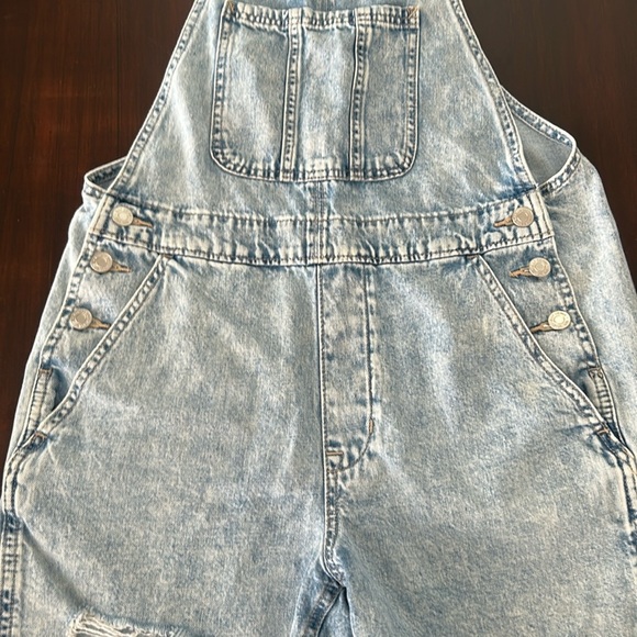 Gap Distressed Denim Short Overalls Shortalls Size S - Picture 4 of 17
